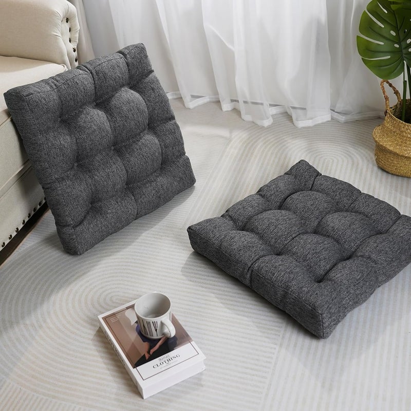 Tromlycs Floor Pillows for Adults Floor Cushions Seating Large Square Pillow Gel Memory Foam 20 x 20 x 4 Inch Dark Grey Set of 2 - Image 4